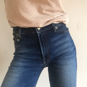 R13 HIGH RISE SKINNY JEANS IN DARK WORN 24